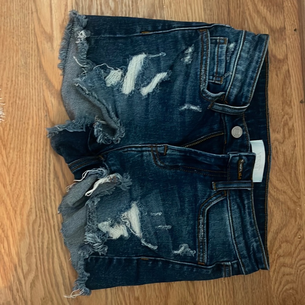 cute dark washed jean shorts
